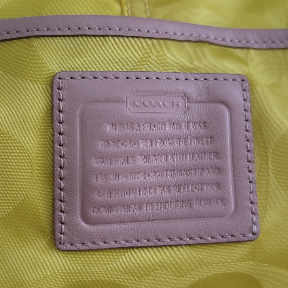 Coach 24862 East West Signature Nylon Tote Yellow Pink Bag Y2K - Picture 5 of 16